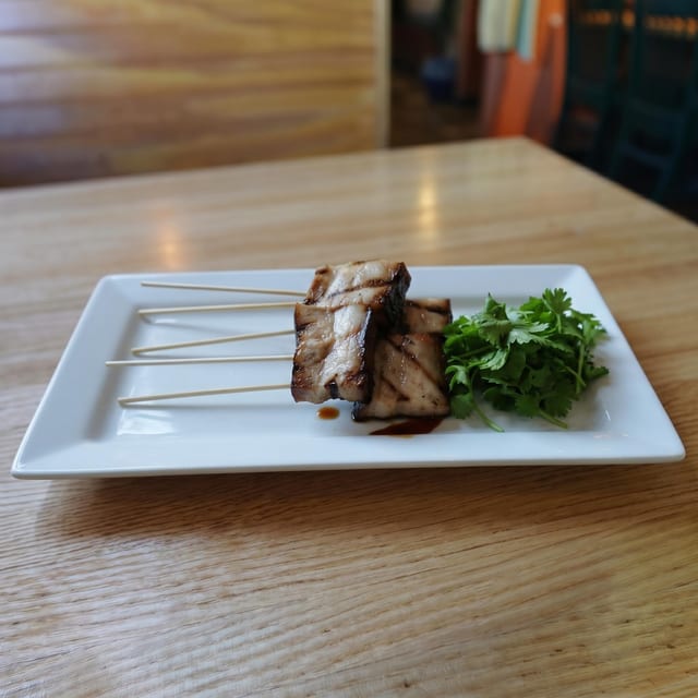GRILLED PORK BELLY SKEWERS.